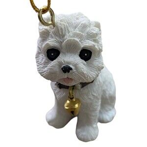 Gisela Graham London Bichon Puppy Sitting Resin Holiday Ornament